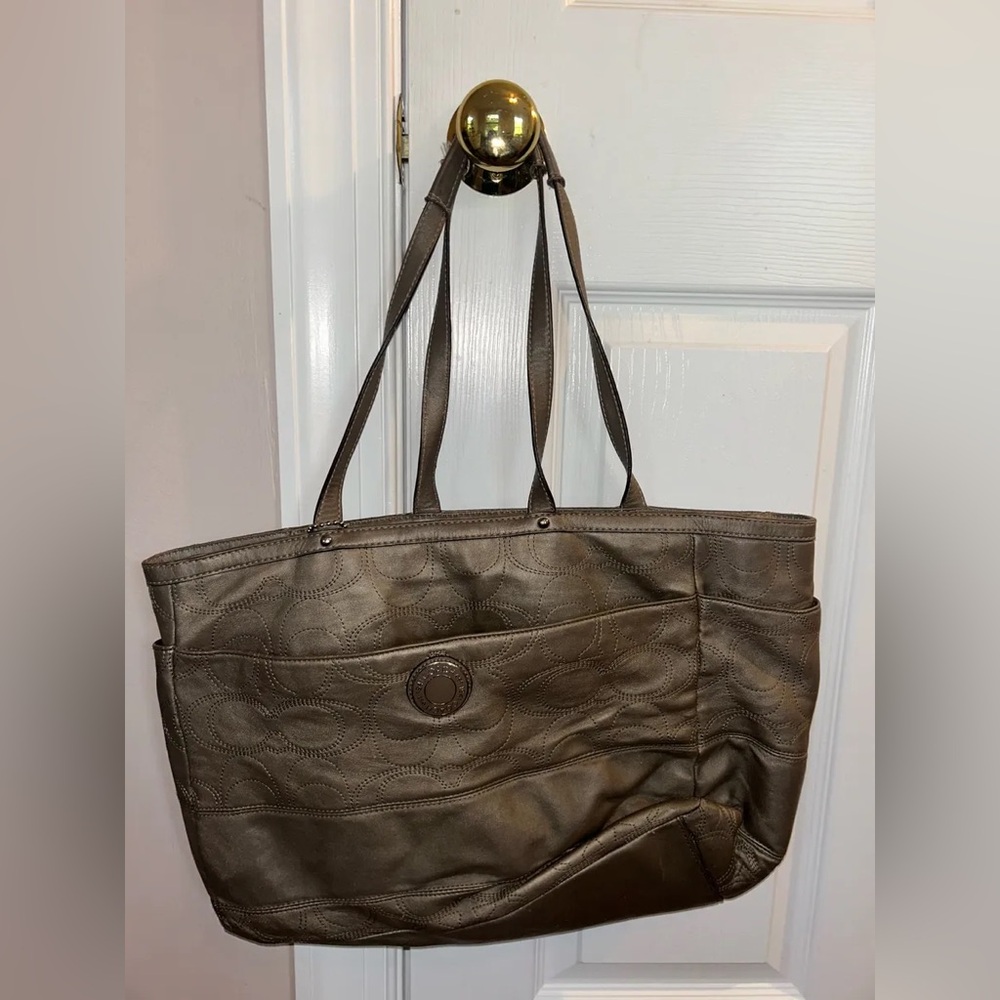 Coach Metallic and Light Purple Tote